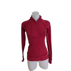 Lululemon Size ? Think Fast Pullover Activewear Top Double Trouble Stripe Red